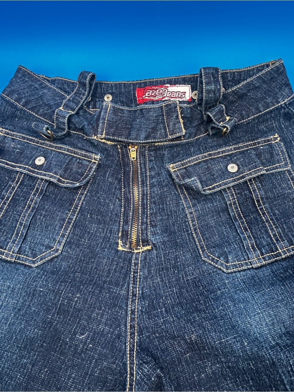 VINTAGE Lazer Jeans Women’s size 14  Dark Wash Denim with Front Zip
